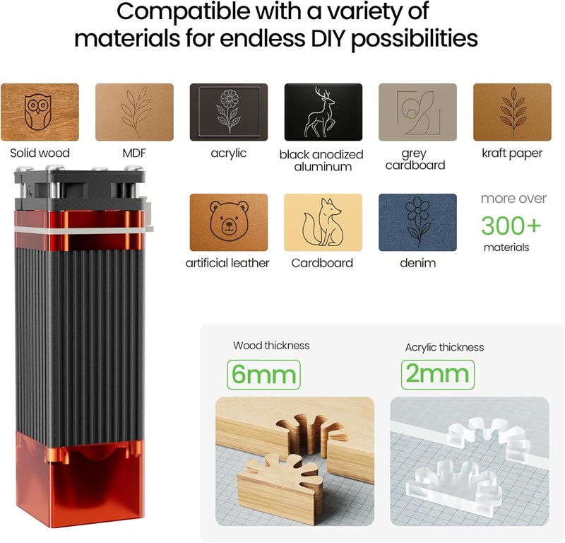 LONGER RAY5 Laser Engraver 2500mW High Precision 0.04 * 0.04mm Laser Cutter and Engraving Machine 130x130mm Working Area Mini Portable Laser Engraver for Wood Metal Acrylic Glass - Image 5